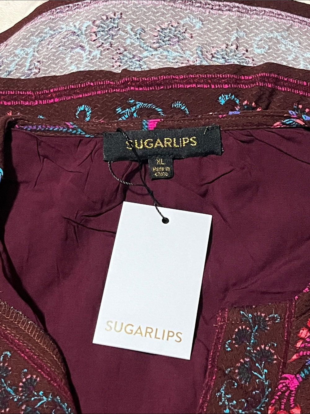 NWT Sugarslips Floral Blouse Shirt Top XL - Picture 7 of 14